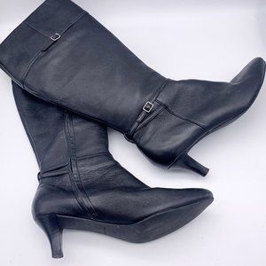 COLE HAAN  TALL BLACK LEATHER  NAPPA BOOT SIZE 8 M  Low Heel Knee High d426418